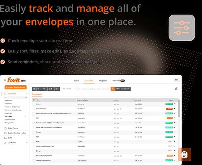 Foxit eSign document tracking