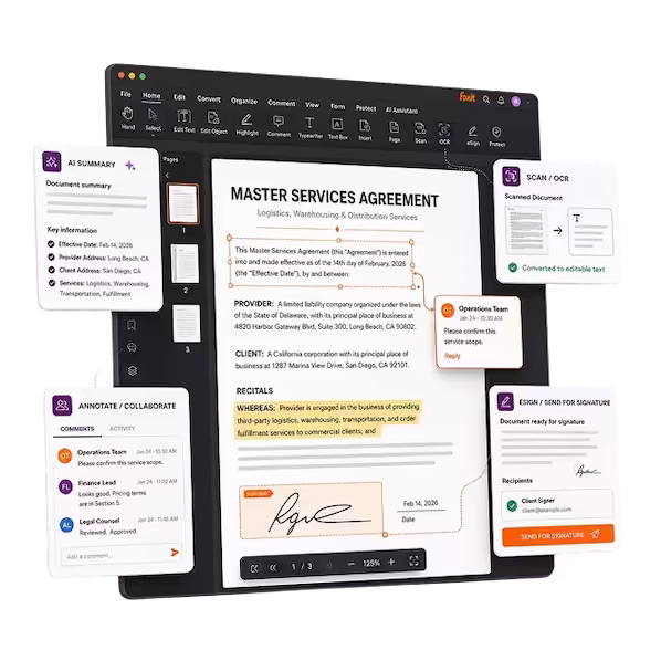 Foxit PDF Editor with AI document tools